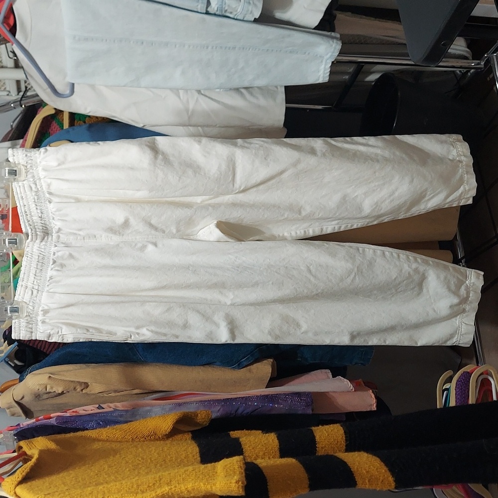 Gene Ewing BIS wrinkled rich denim White Pants size large invM 312
